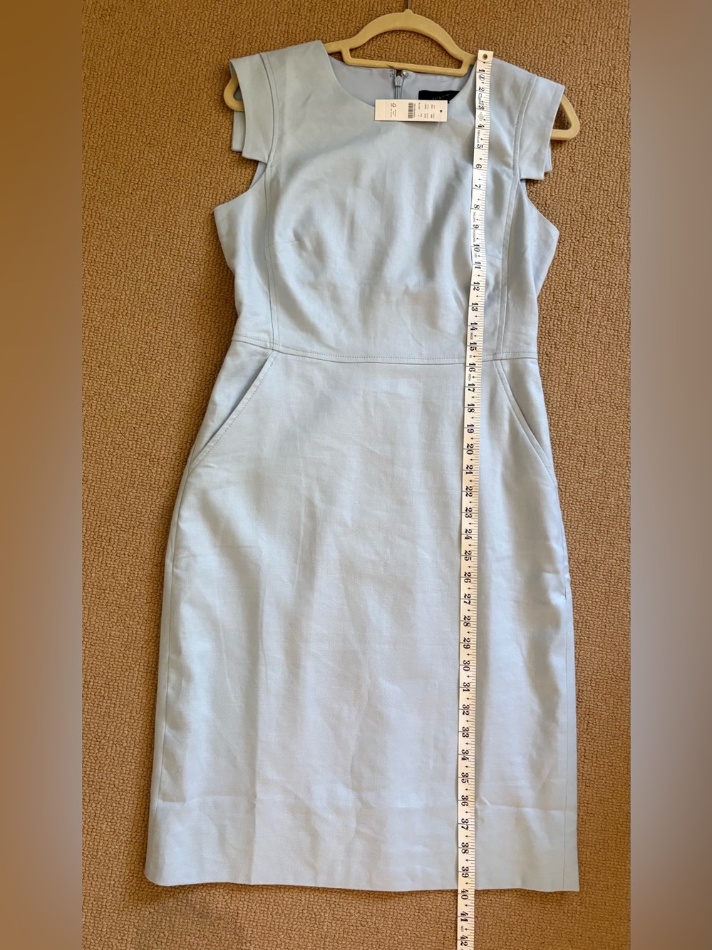 NWT J. Crew Resume Dress in Stretch Linen Blend. Light Blue  Sheath Dress, S 4 - Picture 9 of 9